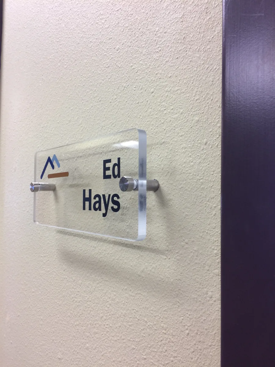 Custom frosted privacy film with cut logo